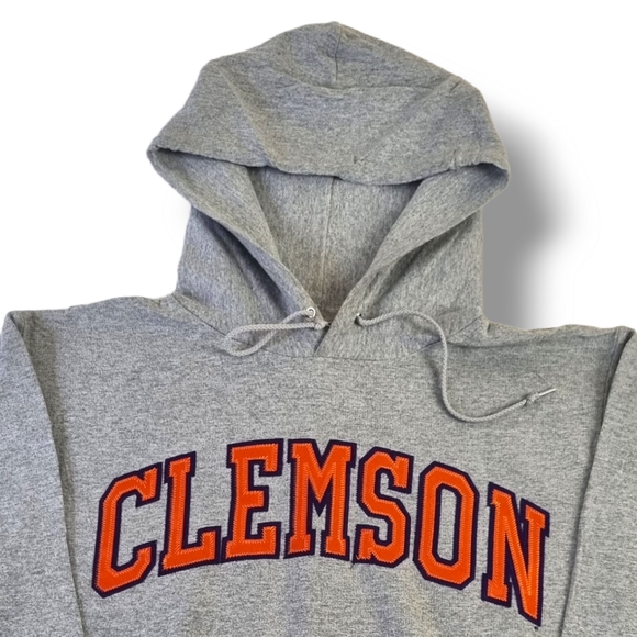 Champion Clemson Hoodie USA Hooded Sweatshirt Grey Embroidered Mens Size Small. - Picture 3 of 9